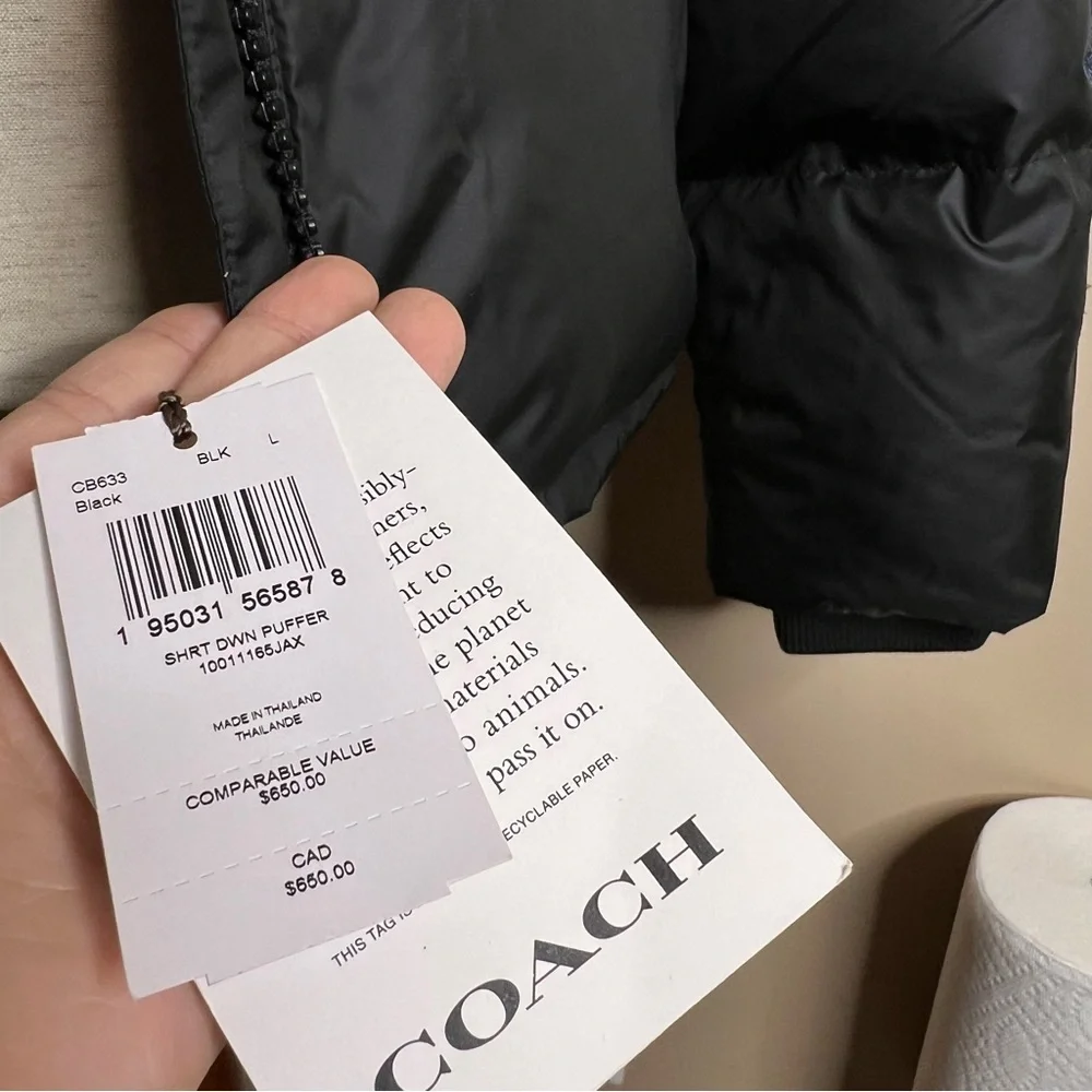 COACH Short Down Puffer Coat Size Large